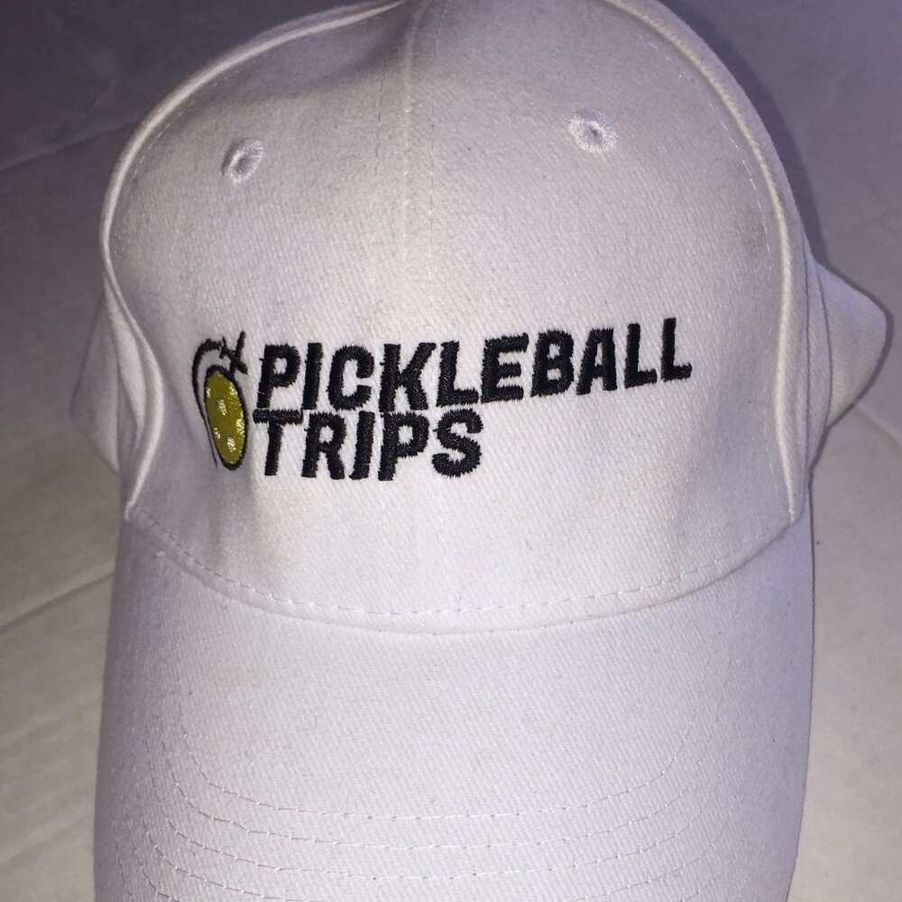 Pickleball Trips Traveling Member White hat cap by Port and Company adjustable